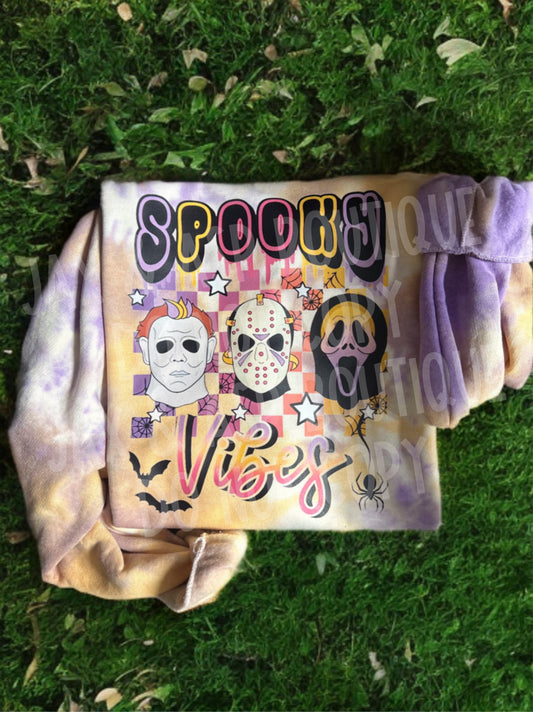 Purpley Orange Split Cloud Dyed Spooky Vibes Crewneck Size XL