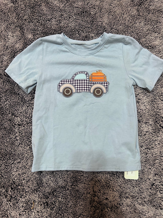 Blue Fall Truck Appliqué Boy Shirt