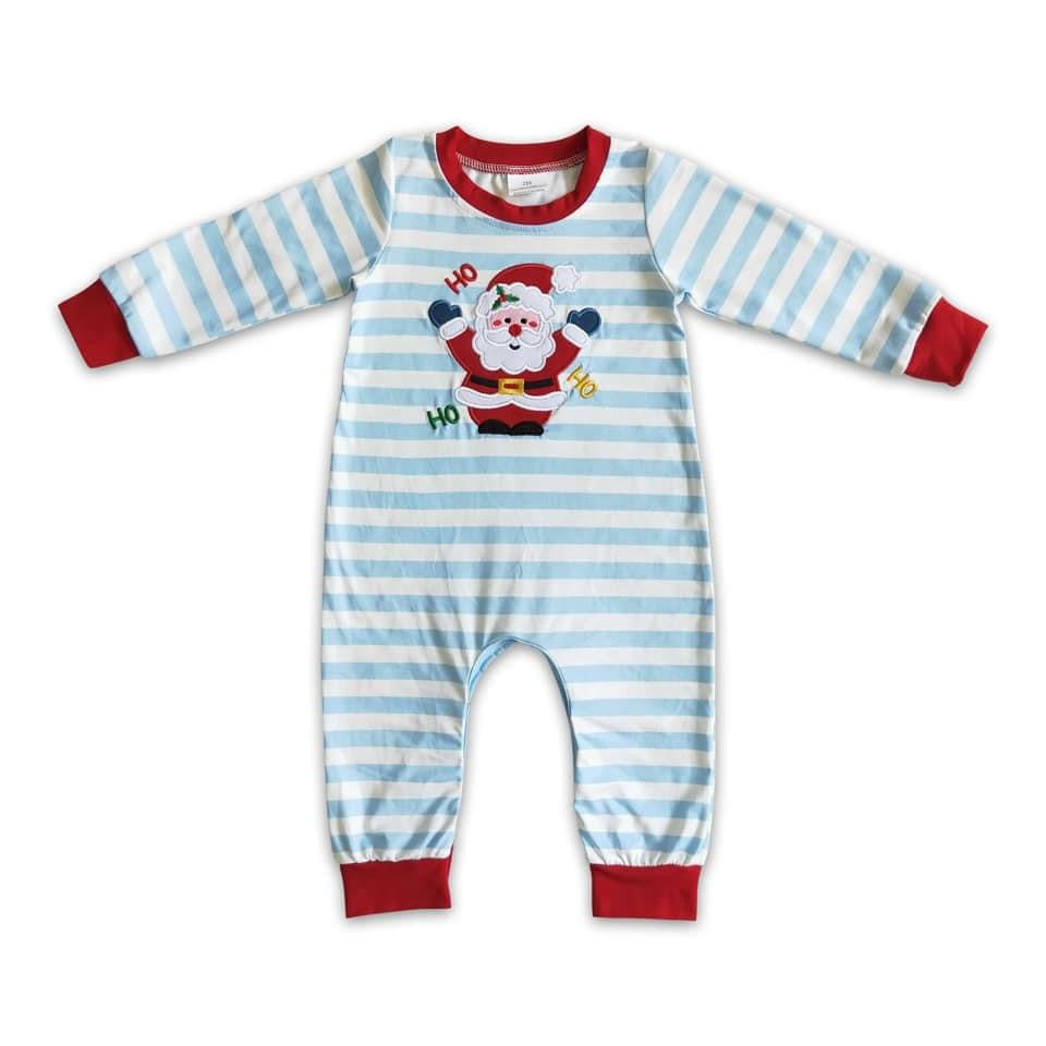 Ho Ho Ho Christmas Embroidered Boy Romper