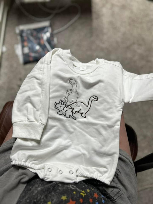 Dino Embroidered Boy Bubble