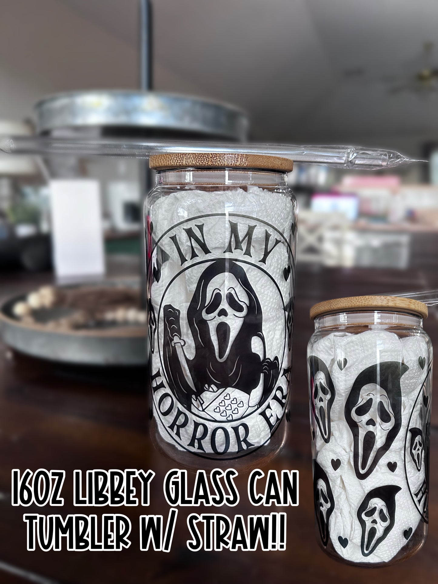 In My Horror Era 16oz Libbey Glass Can Tumbler w/ Straw