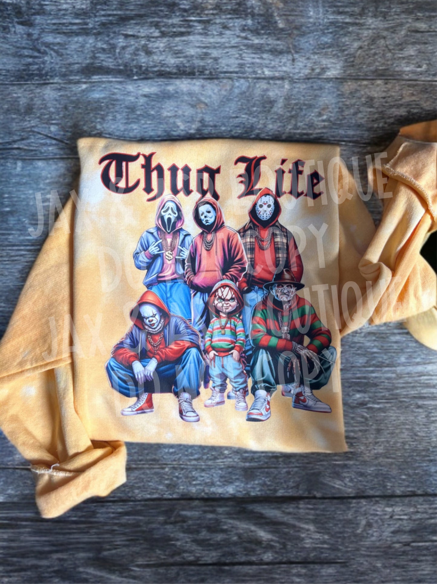 Orange Cloud Dyed Thug Life Crewneck Size Medium