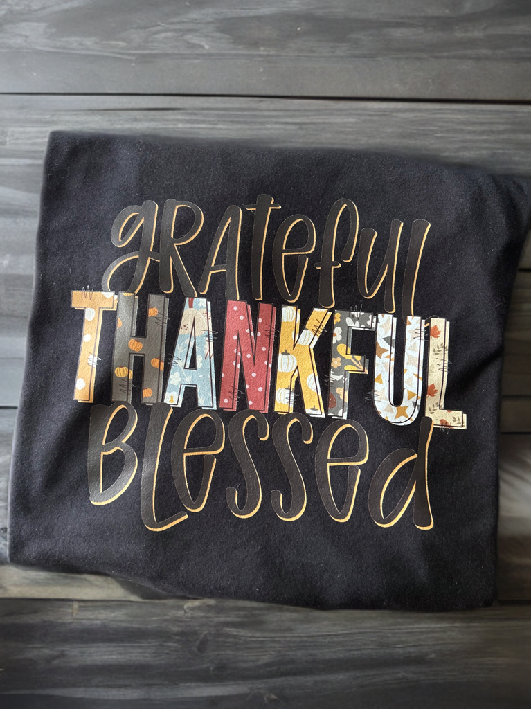 Grateful Thankful Blessed Crewneck & Tee