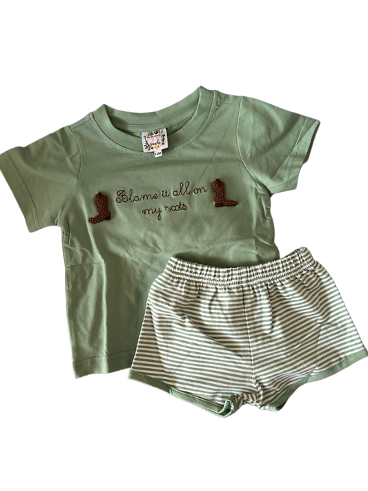 Blame It All On My Roots Boy Shorts Set 12m