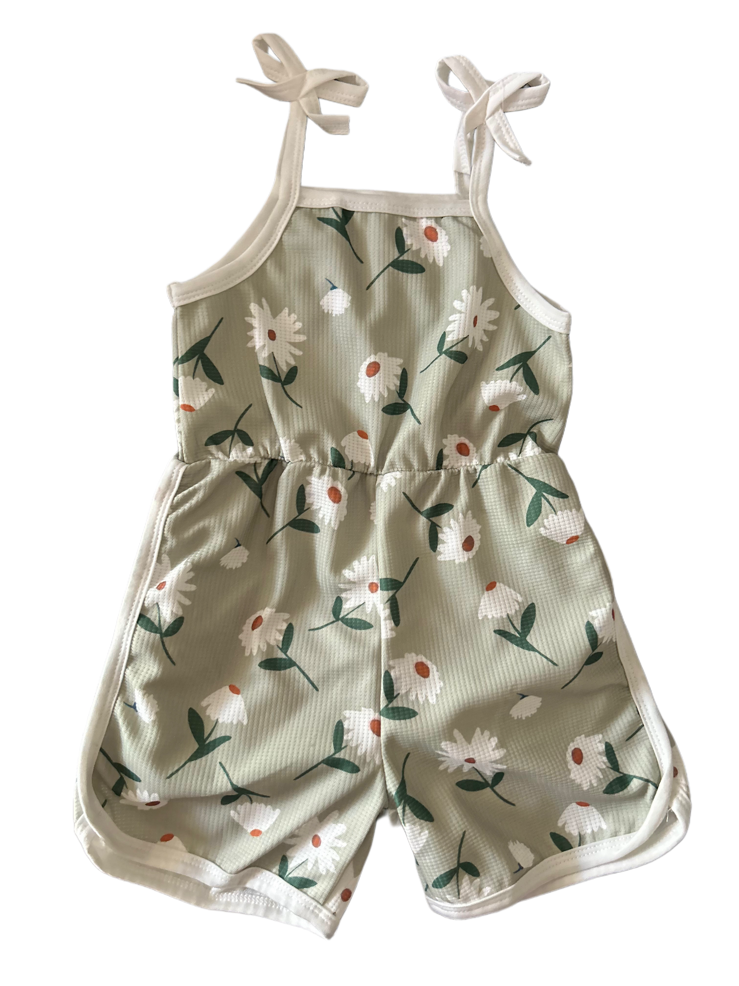 Sage Floral Tie Romper Size 3/4T