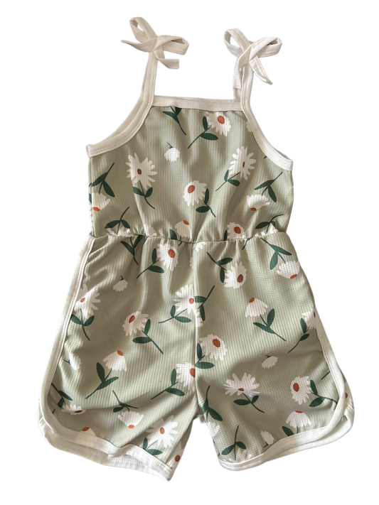 Sage Floral Tie Romper Size 3/4T