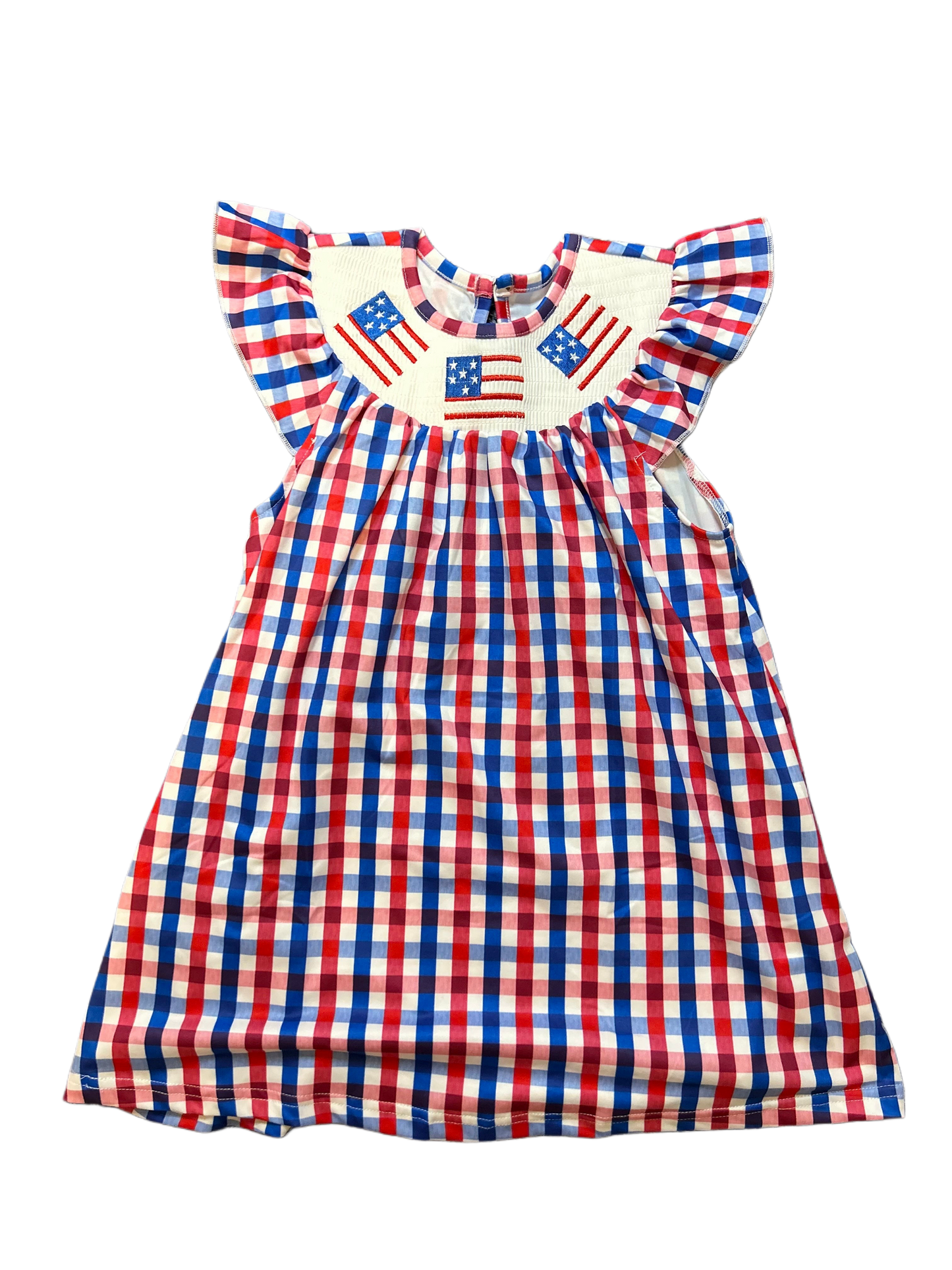 Smocked Embroidery Flag Trio Dress