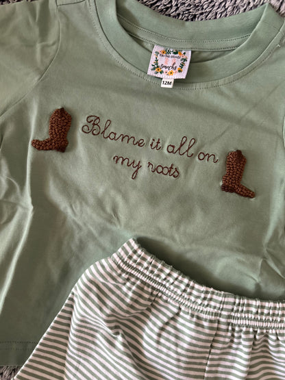 Blame It All On My Roots Boy Shorts Set 12m