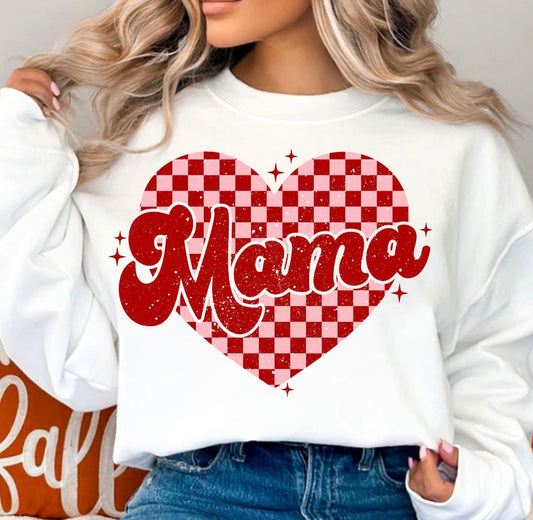 Checkered Mama Heart Tee / Crewneck