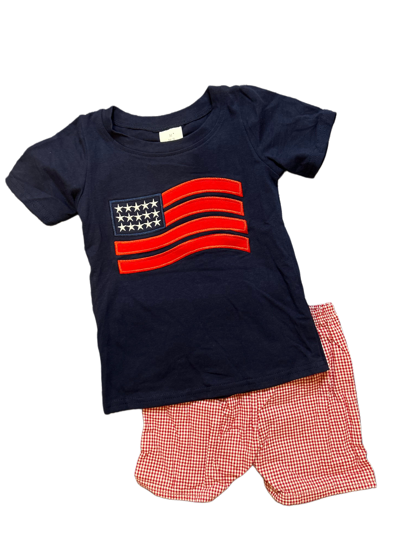 Embroidered Flag Boy Shorts Set