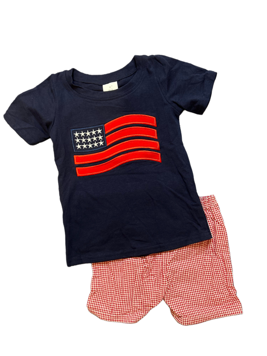 Embroidered Flag Boy Shorts Set