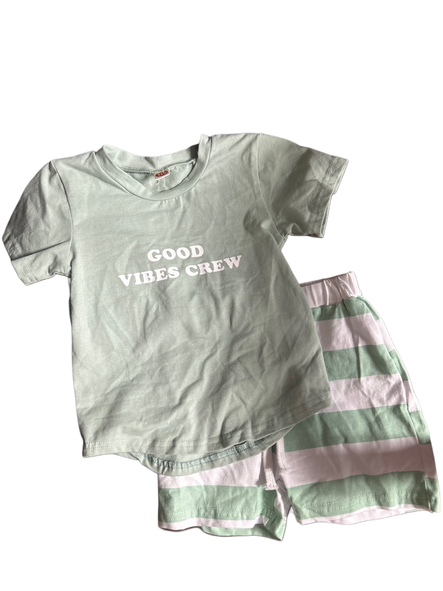 Good Vibes Crew Shorts Set Size 2/3t