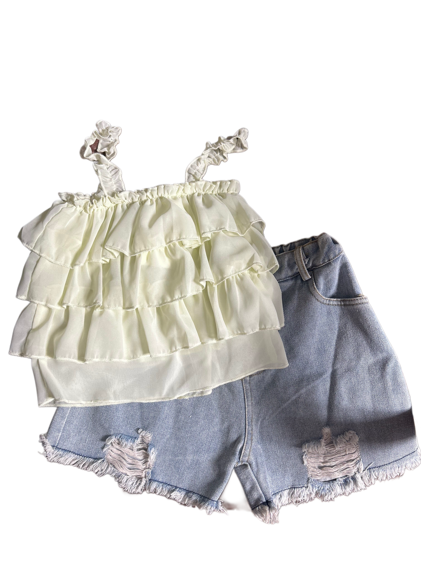 Ruffle top denim shorts set size 4/5t