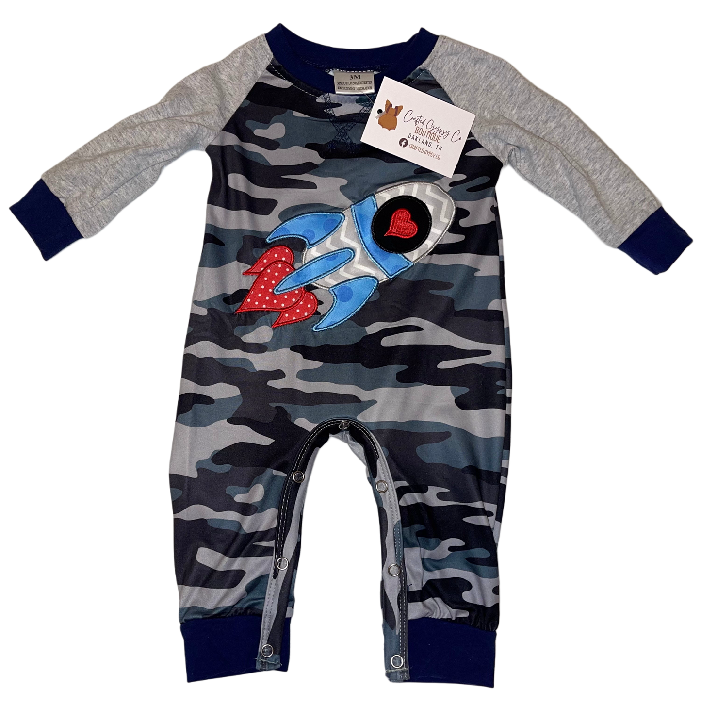 Appliqué Love Rocket Boy Romper