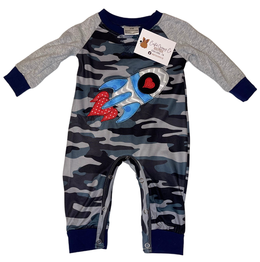 Appliqué Love Rocket Boy Romper