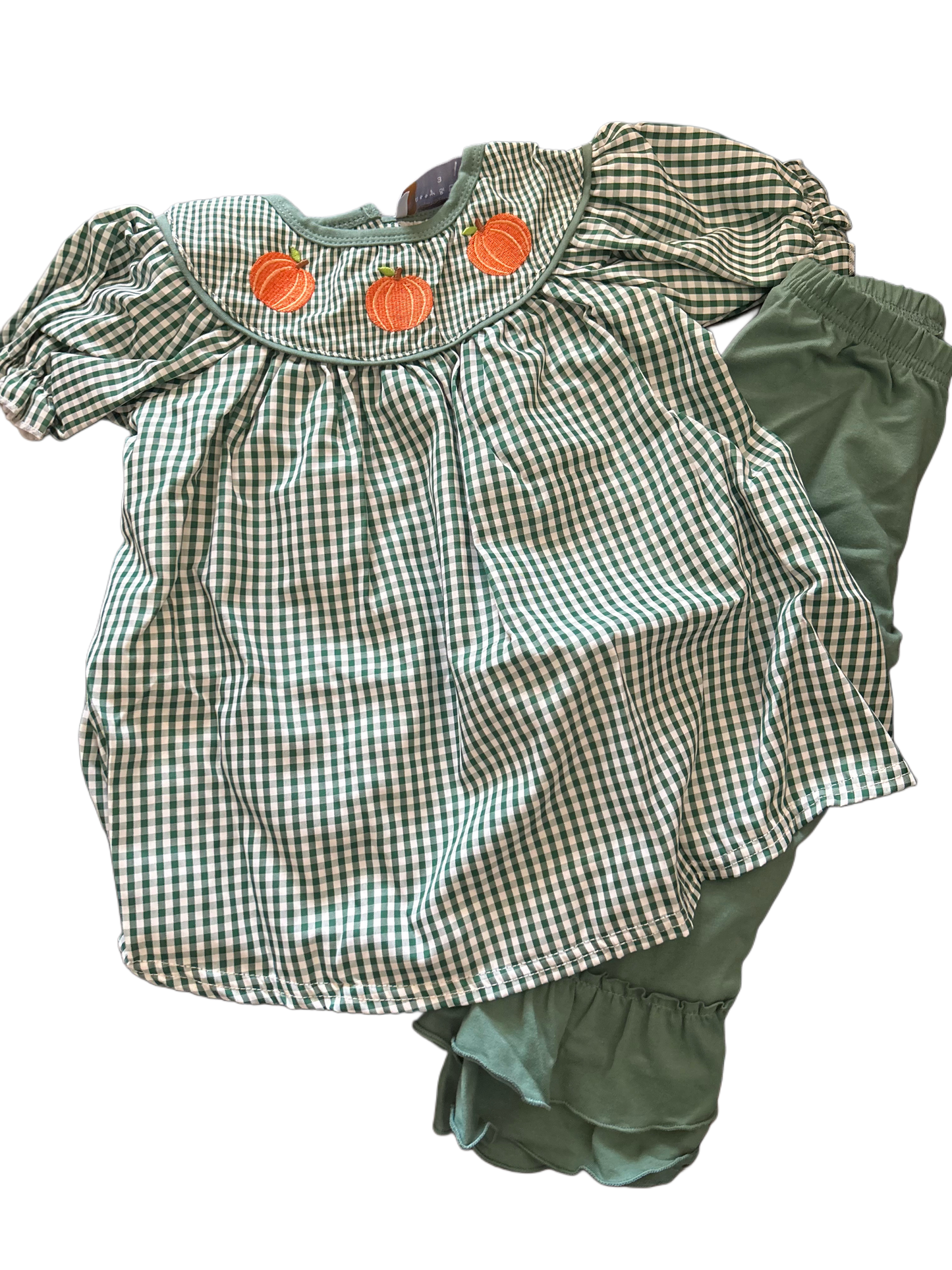 Pumpkin Gingham Embroidered Set size 3T