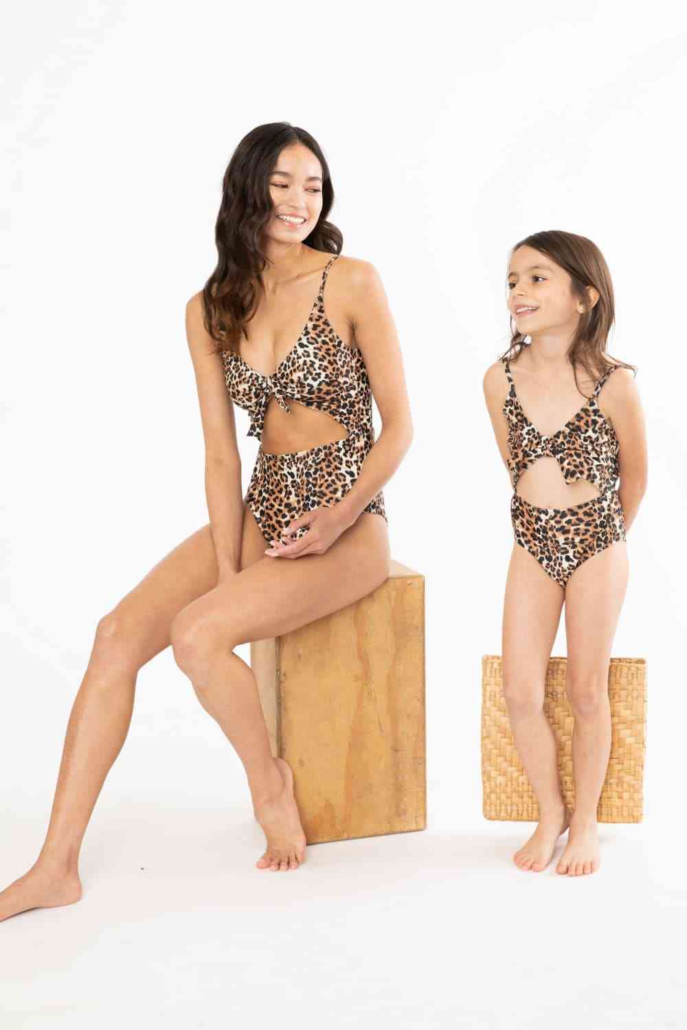 ADULT Matching Mama + Mini Cheetah Cutout One-Piece Swimsuit