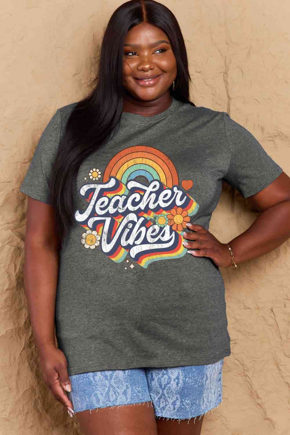 TEACHER VIBES Graphic Cotton T-Shirt