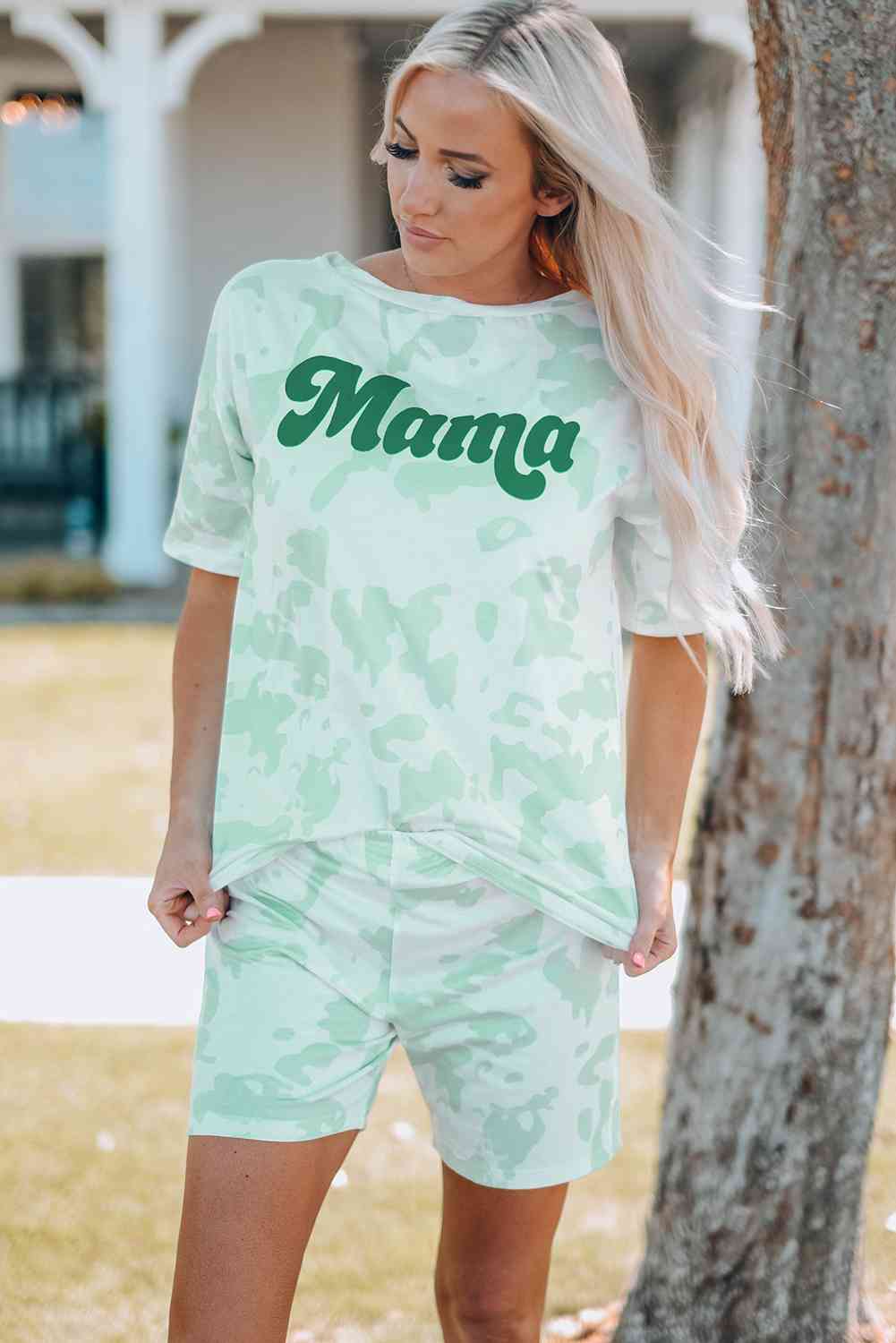 MAMA Tie Dye Lounge Biker Shorts Set