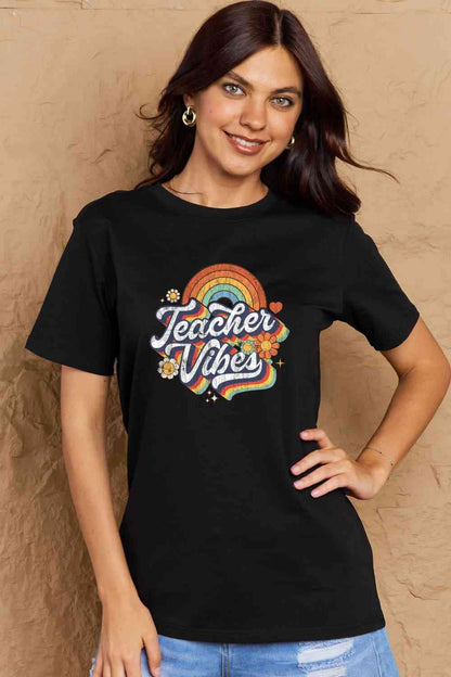 TEACHER VIBES Graphic Cotton T-Shirt