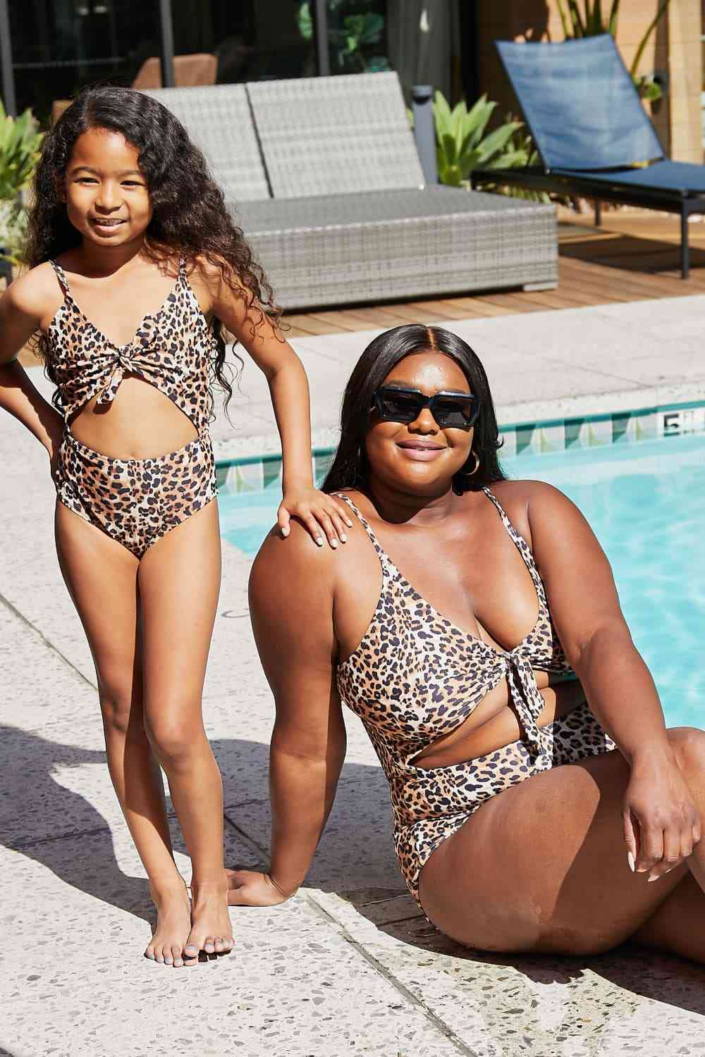 ADULT Matching Mama + Mini Cheetah Cutout One-Piece Swimsuit