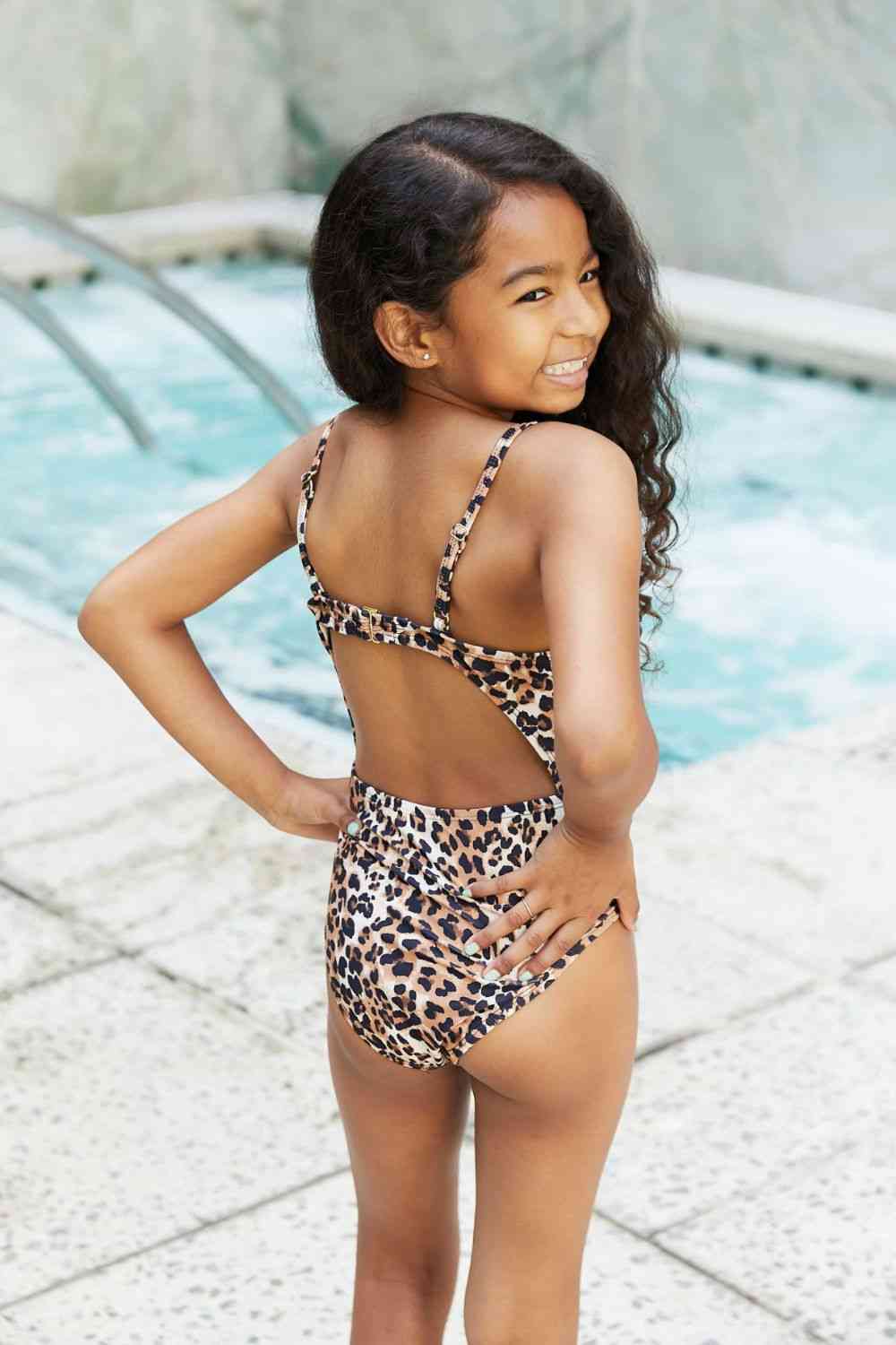 KIDS Matching Mama + Mini Cheetah Cutout One-Piece Swimsuit