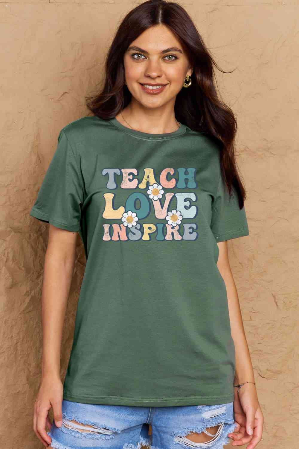 TEACH LOVE INSPIRE Graphic Cotton T-Shirt