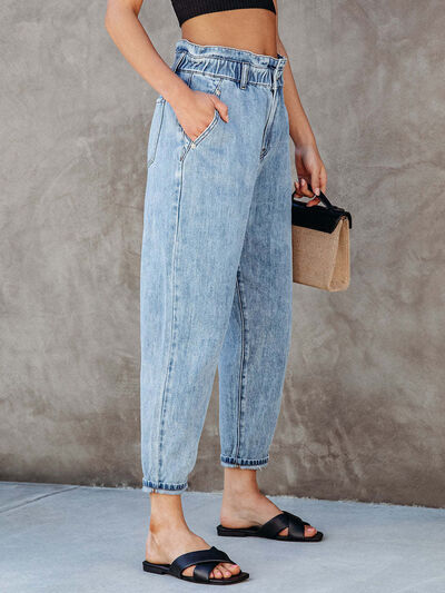 Paperbag Waist Cropped Jeans