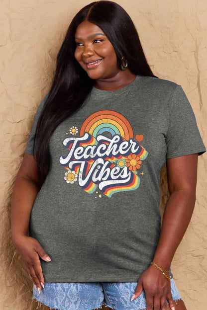 TEACHER VIBES Graphic Cotton T-Shirt