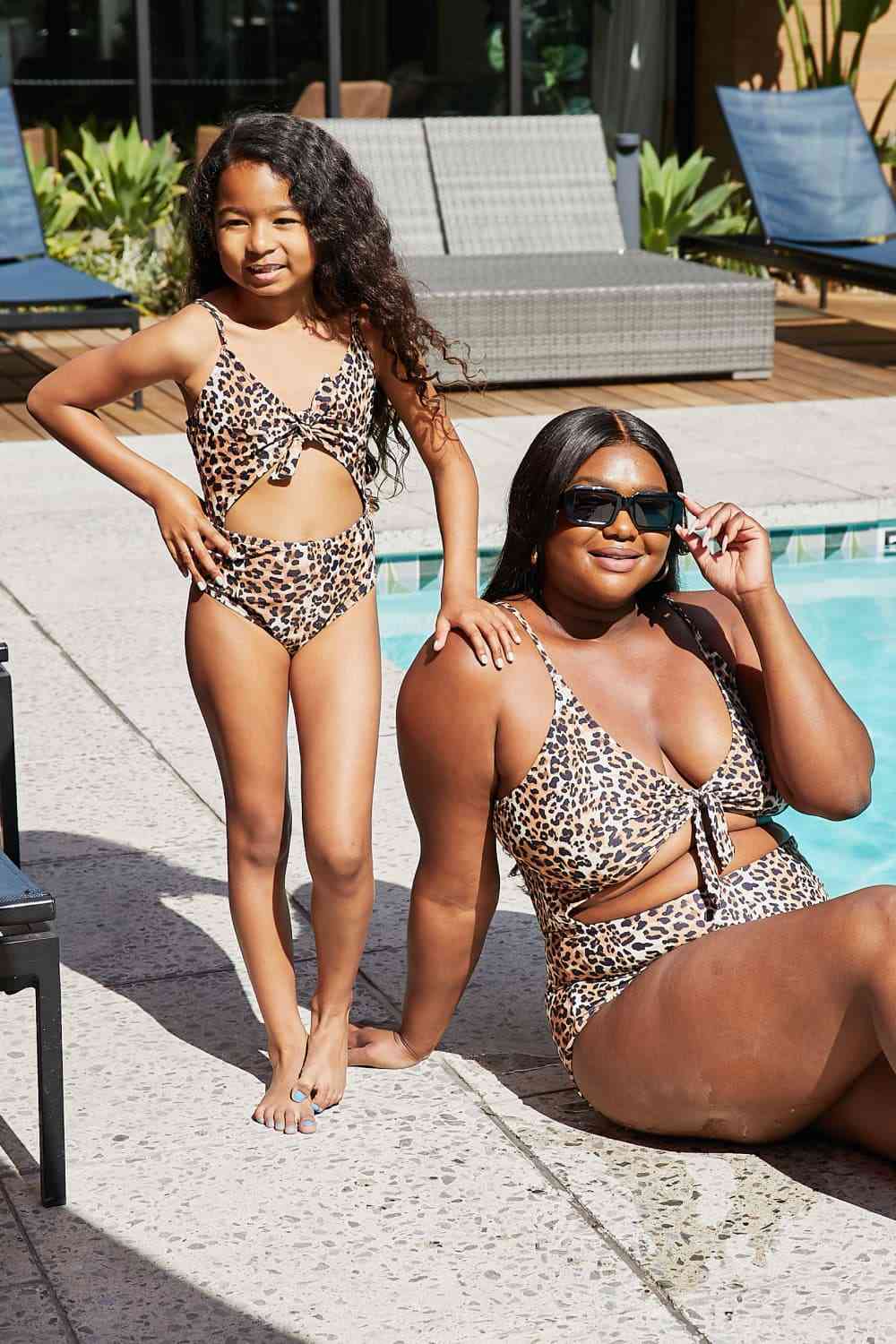 ADULT Matching Mama + Mini Cheetah Cutout One-Piece Swimsuit