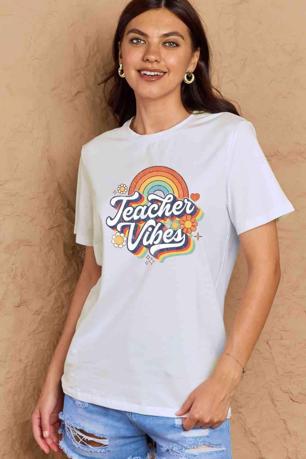 TEACHER VIBES Graphic Cotton T-Shirt