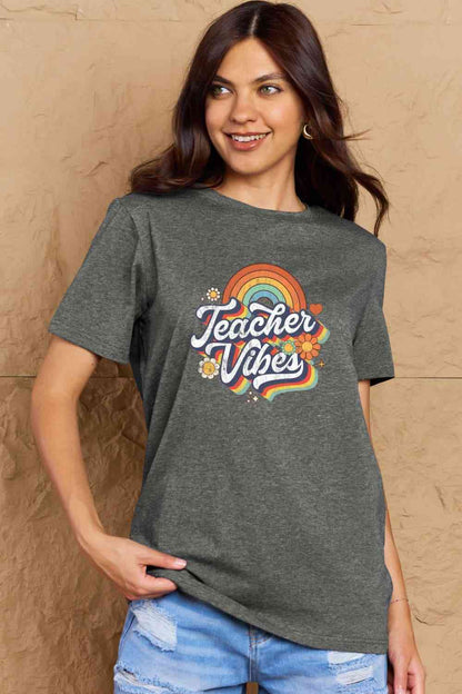 TEACHER VIBES Graphic Cotton T-Shirt