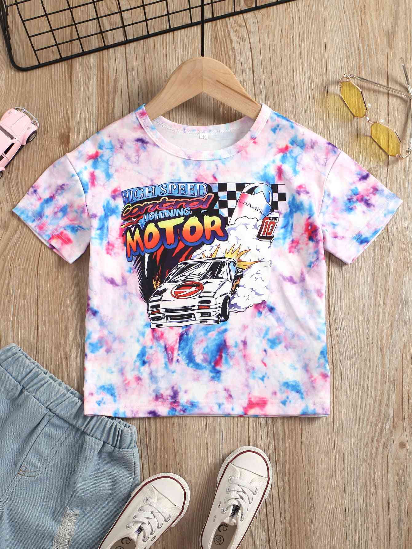 Graphic Tie-Dye Racing Short Sleeve Tee