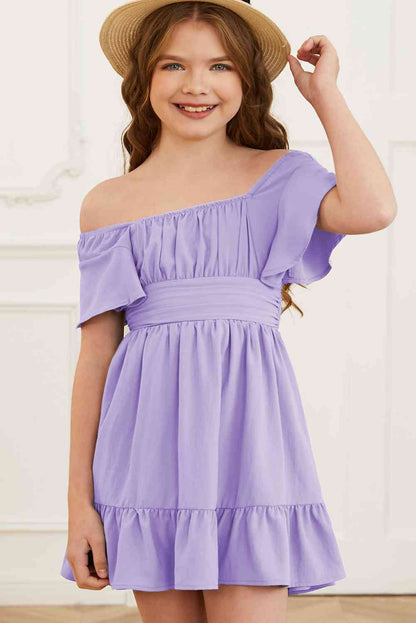 YOUTH Ruffle Hem Tie-Back Flutter Sleeve Dress