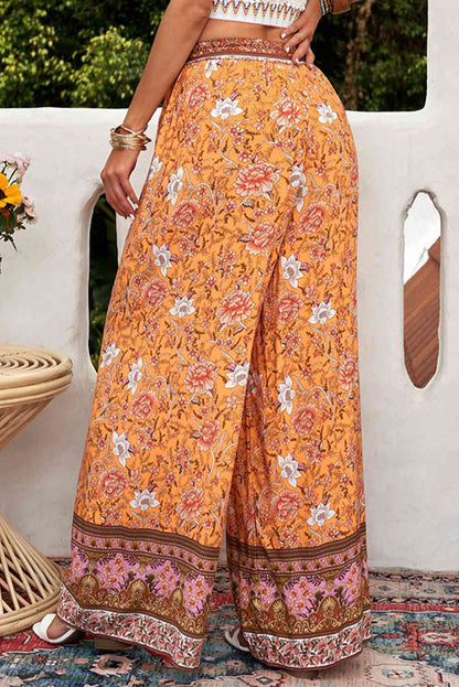 Bohemian Tie Waist Palazzo Pants