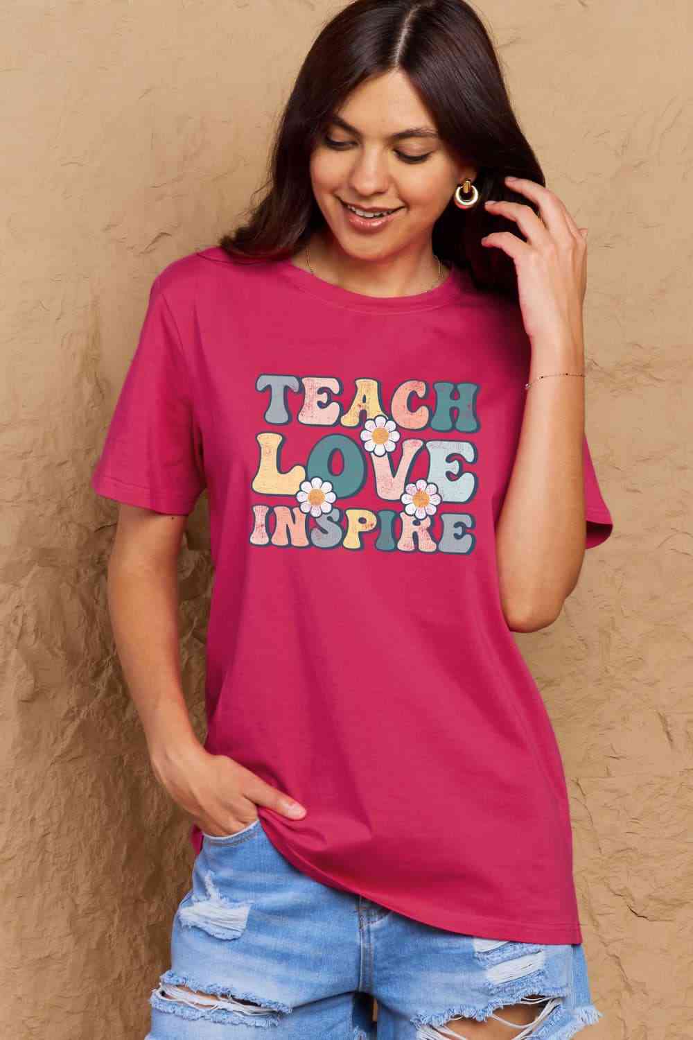 TEACH LOVE INSPIRE Graphic Cotton T-Shirt