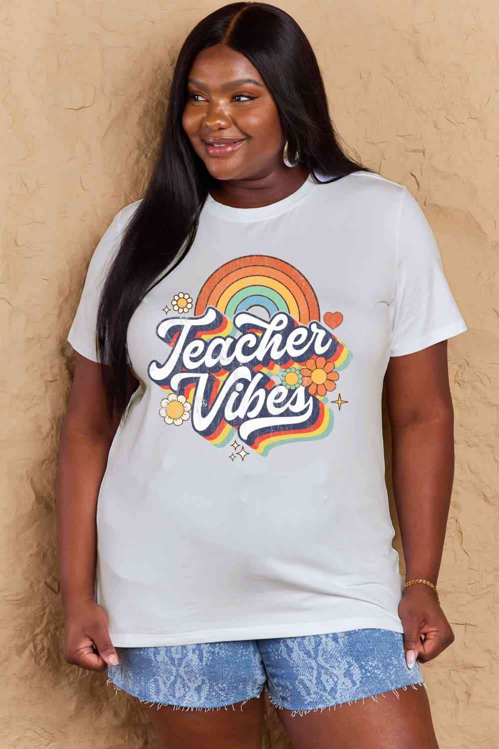 TEACHER VIBES Graphic Cotton T-Shirt