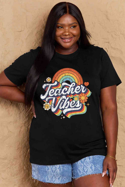 TEACHER VIBES Graphic Cotton T-Shirt