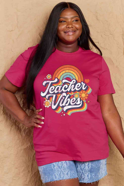 TEACHER VIBES Graphic Cotton T-Shirt