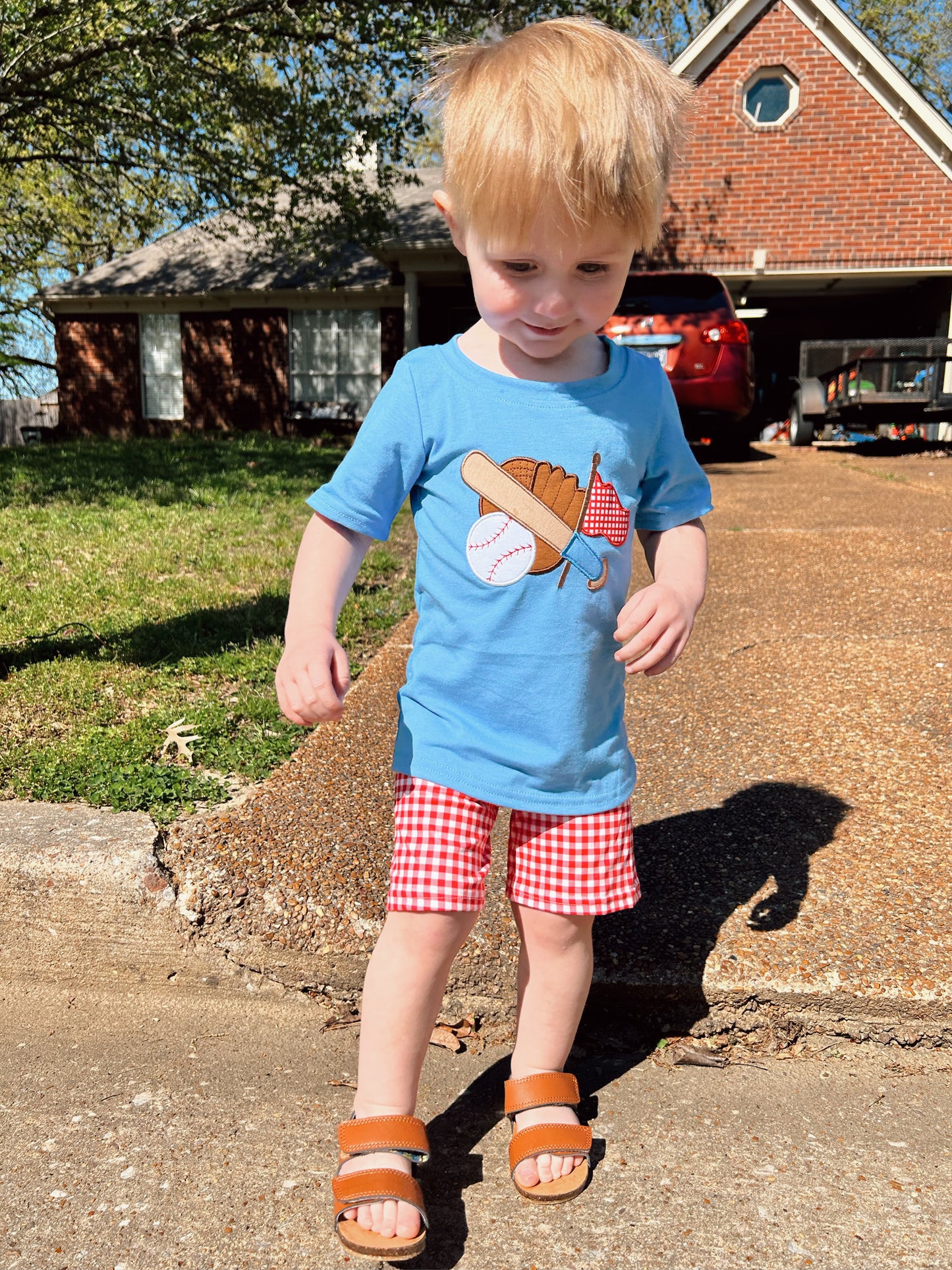 Baseball Embroidered Shirt & Shorts Set