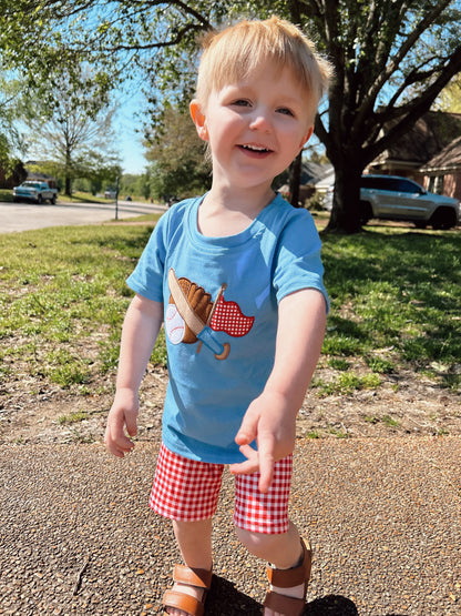 Baseball Embroidered Shirt & Shorts Set