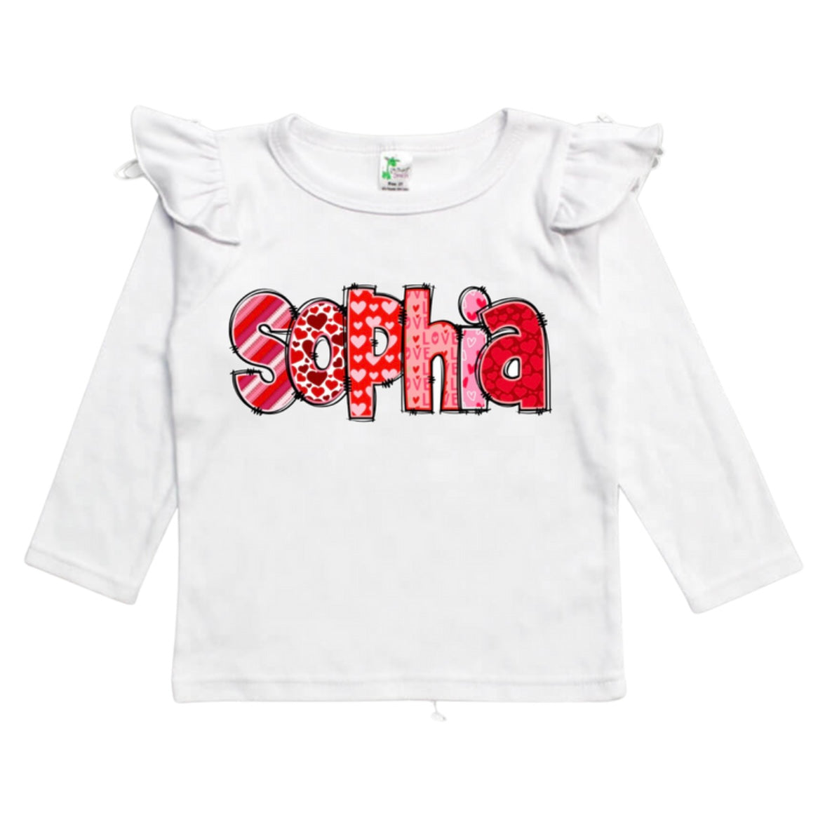 Valentines Doodle Letter Name Tees