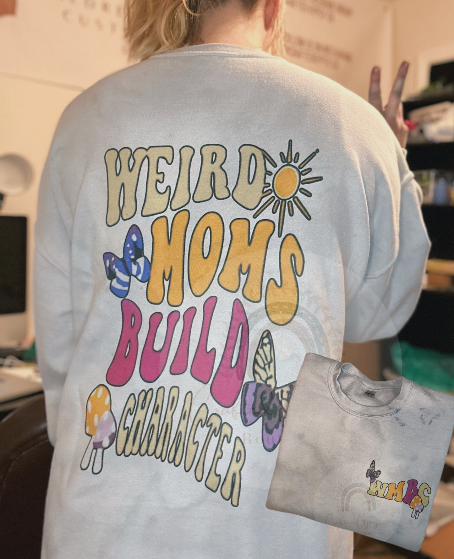 Weird Moms Build Character Cloud Dyed Crewneck