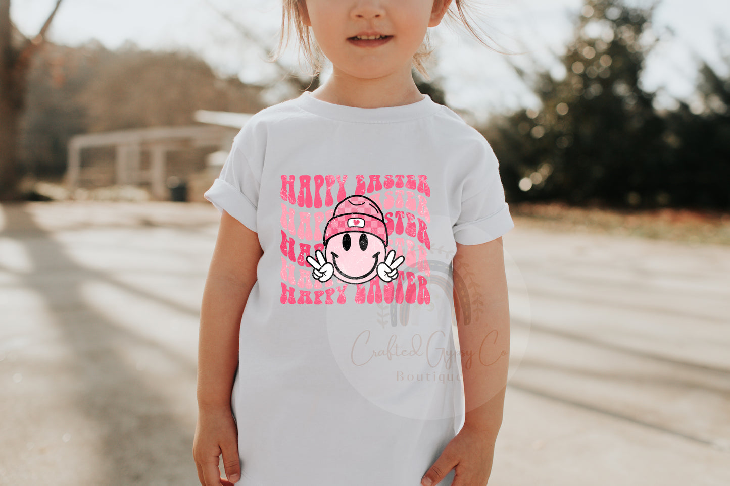 Pink Beanie Happy Easter Tee