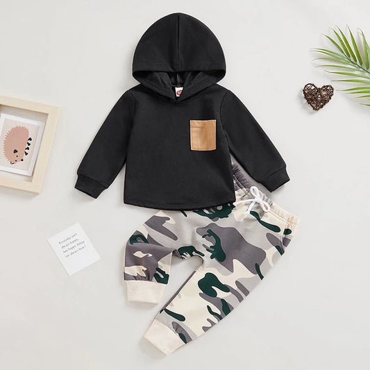 Black Hoodie/Camo Jogger Set