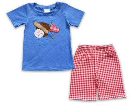 Baseball Embroidered Shirt & Shorts Set