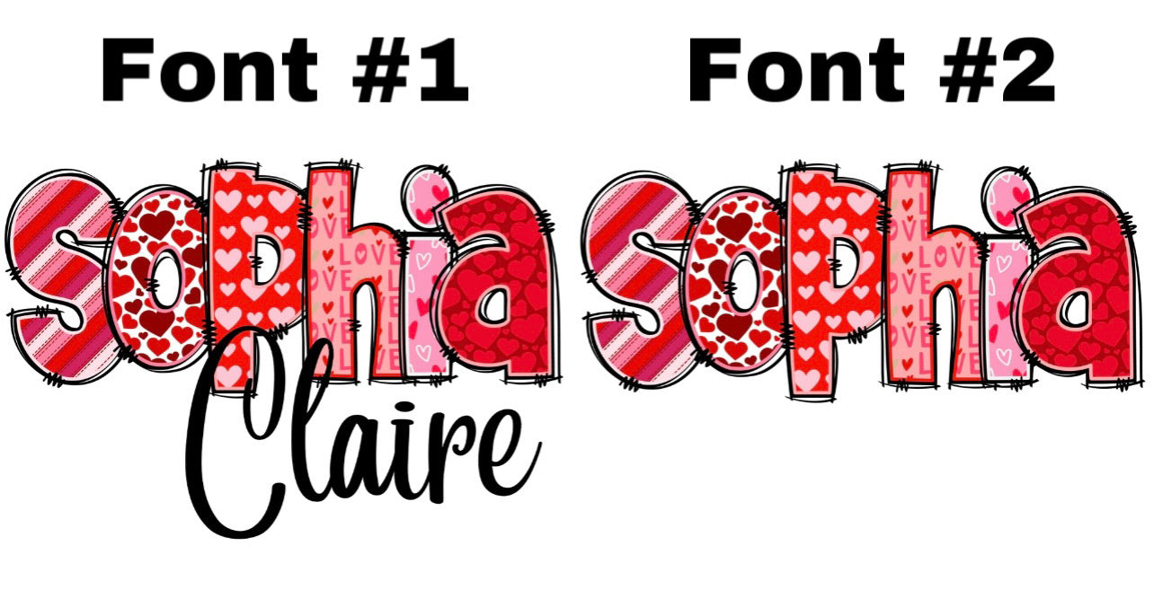 Valentines Doodle Letter Name Tees