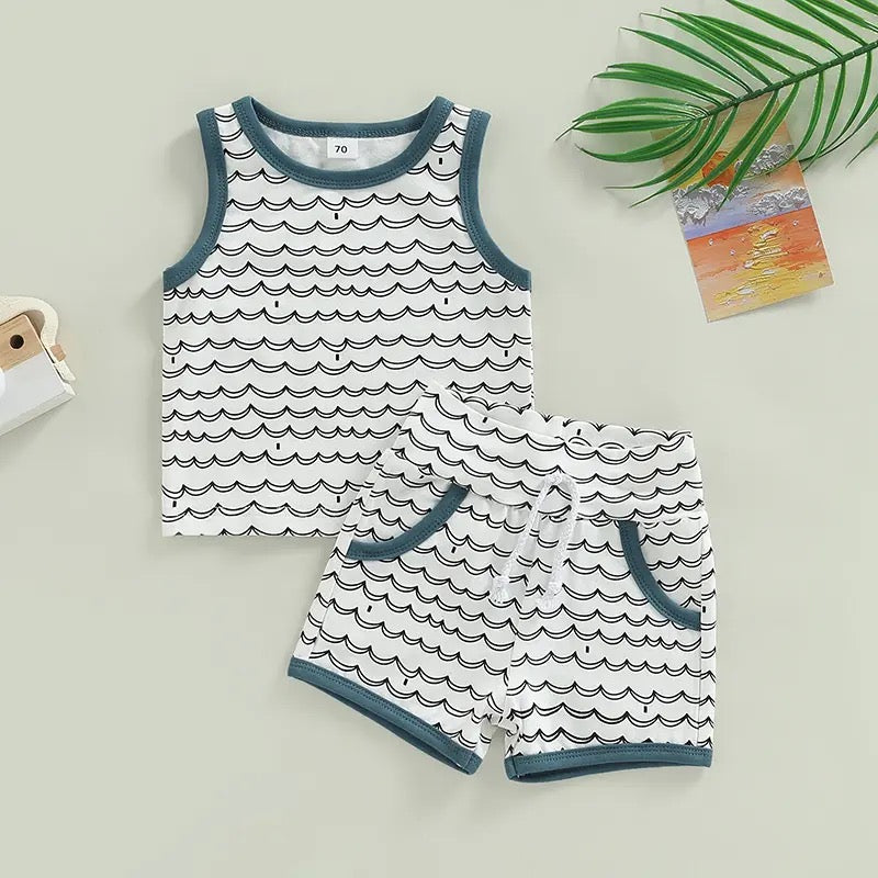 Wave Tank Top Shorts Set